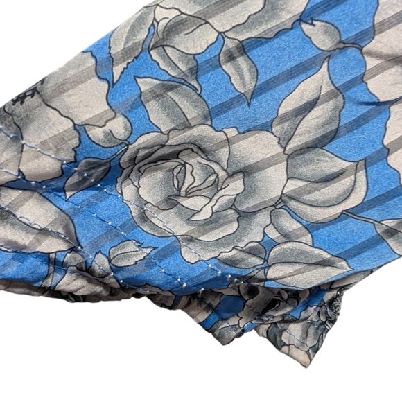 Diane Fries Vintage Women Sz M/L Georgette Blue Floral Godet Hem Midi Dress Flaw - Picture 9 of 12